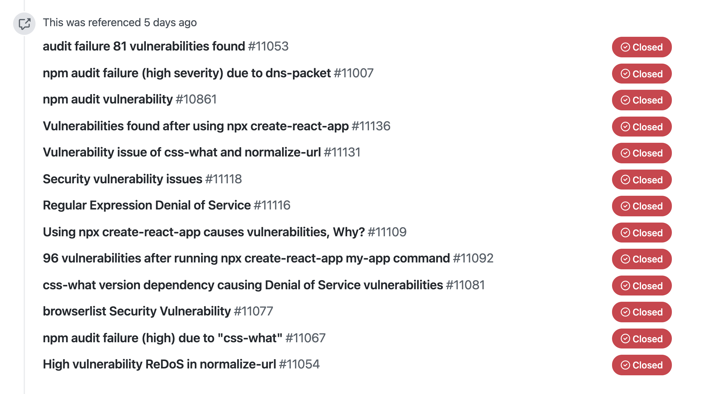 Screenshot of many GH threads