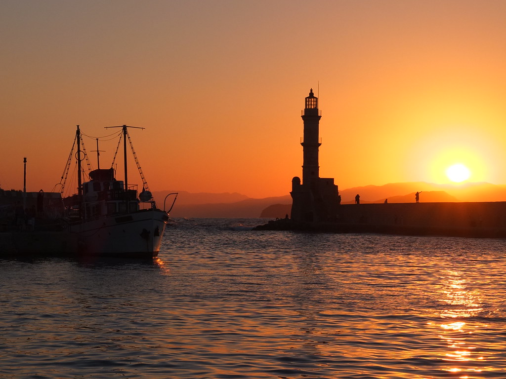 Pôr-do-sol em Chania
