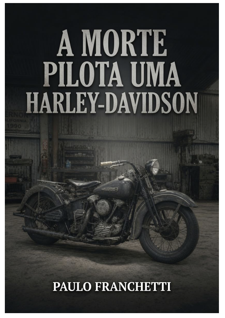 Capa do livro A Morte Pilota uma Harley-Davidson de Paulo Franchetti