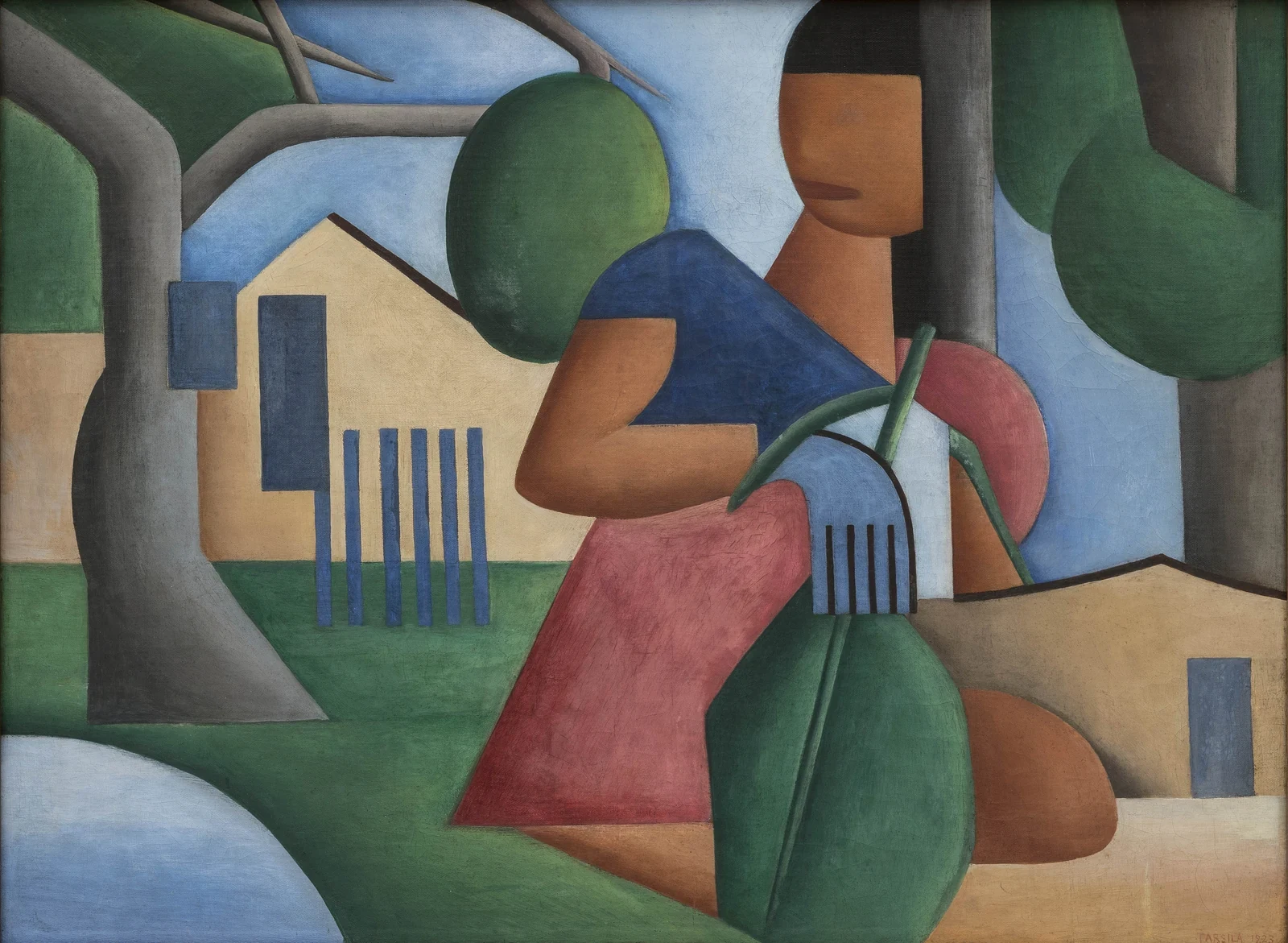 Pintura modernista 'A Caipirinha' de Tarsila do Amaral, 1923.