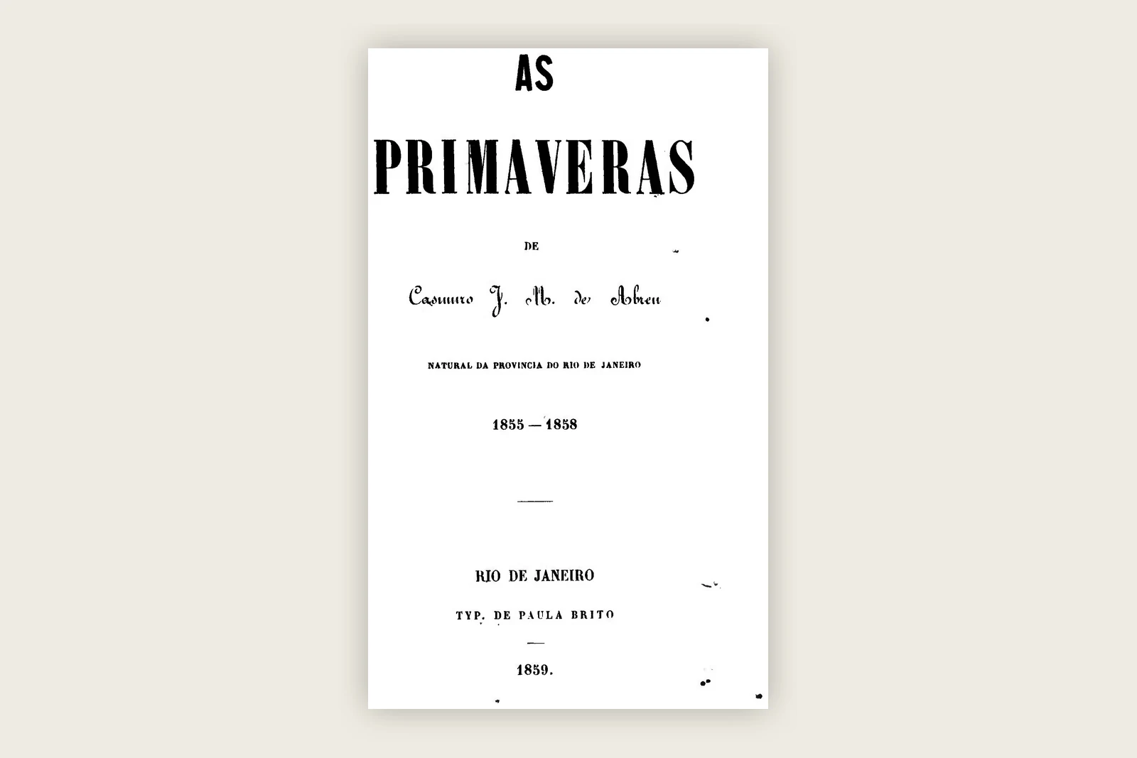 Capa do livro As Primaveras de Casimiro J. M. de Abreu