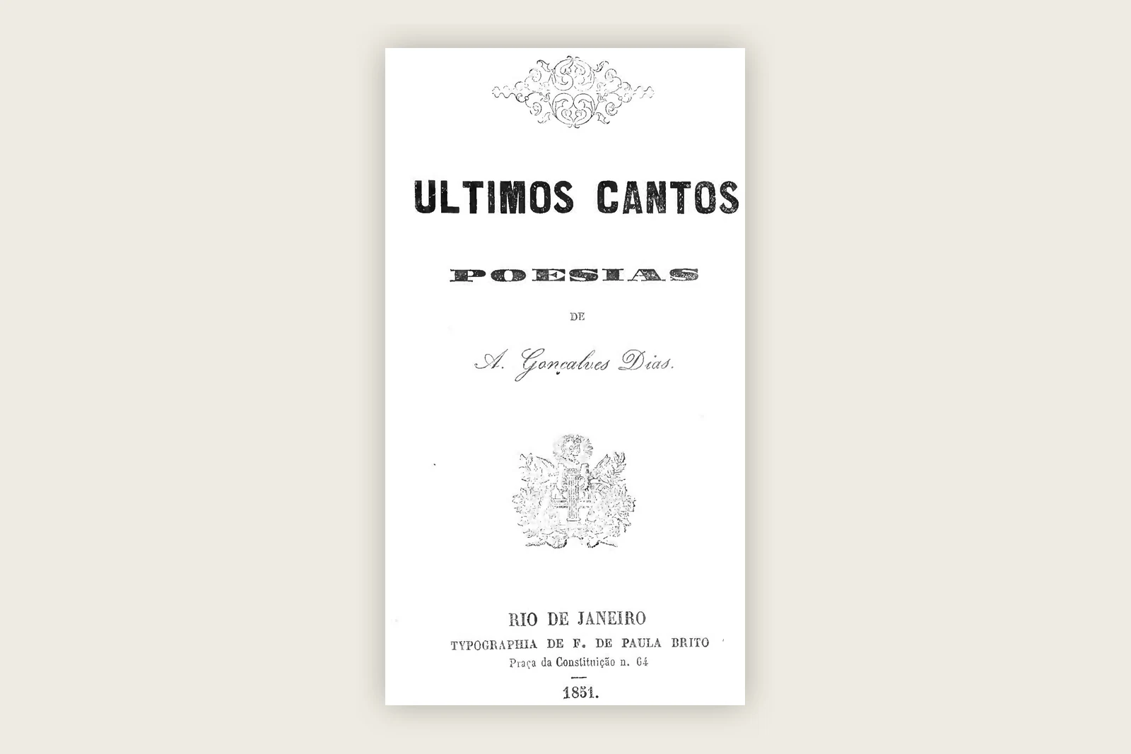 Capa do livro Ultimos Cantos: Poesias de A. Gonçalves Dias