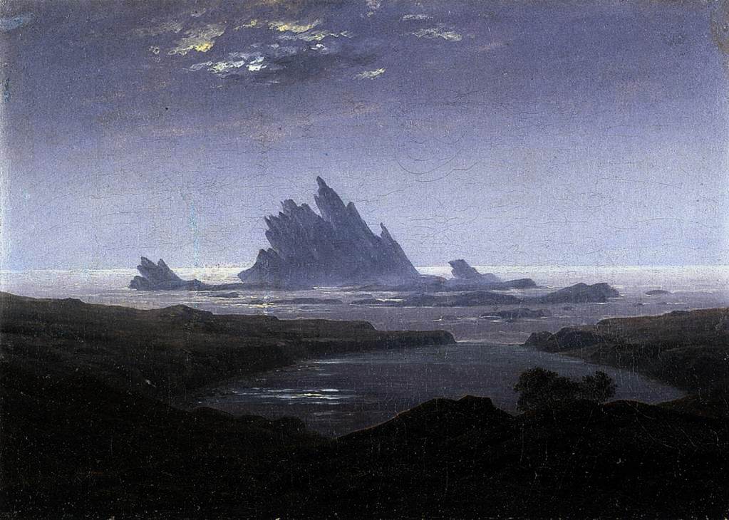 "Rochedo na beira do mar", Caspar David Friedrich