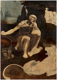 Saint Jerome: Painting depecting Saint Jerome in the Wilderness accompanied by a lion.