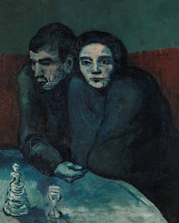 Pintura a óleo de Pablo Picasso intitulada 'L'Étreinte' (O Abraço) do seu Período Azul.