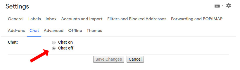 Chat settings in Gmail