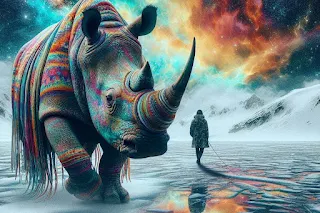 Um Rinoceronte Numa Superfície de Gelo