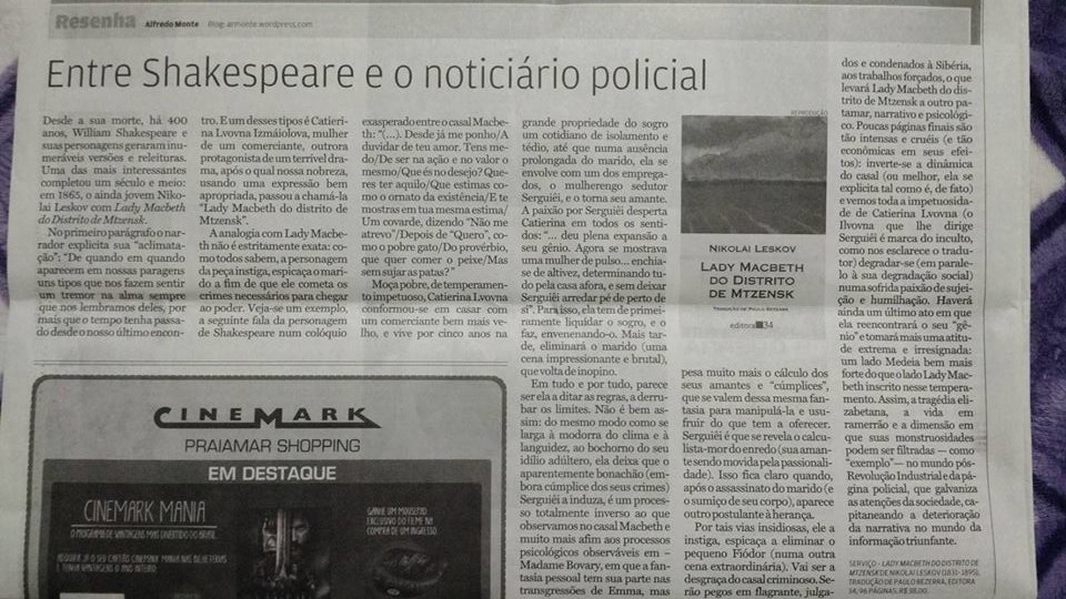 Lady Macbeth - Jornal